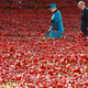 Britain's Queen Elizabeth II, left, and the Duke of Edinburgh walk through the field of ceramic poppies at The Tower of London, Thursday, Oct. 16, 2014. The poppies are part of a ceramic poppy installation called 'Blood Swept Lands and Seas of Red' which marks the centenary of the outbreak of the First World War. (AP Photo/Kirsty Wigglesworth)